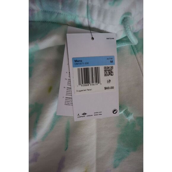 Nike DM1871-530 Men's Sz M Green/Pink Tie Dye Jordan Sport DNA Fleece Shorts - Picture 3 of 11